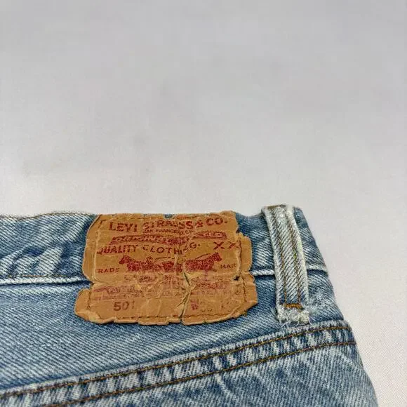 Vintage 80s Levi's 501 Distressed Straight Leg Jeans 33x32.5 Made in USA